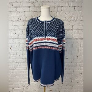 Hanna Andersson Men’s Fair Isle Quarter Zip Heavy Sweater